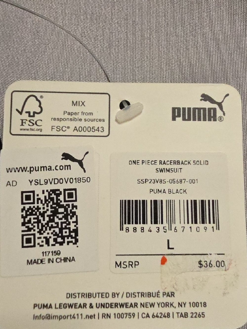 Puma Racerback Swimsuit - Picture 2 of 4